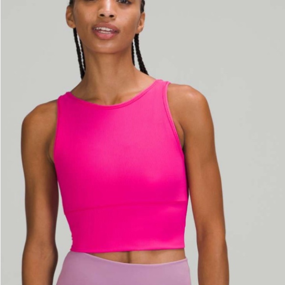 Lululemon Power Pivot Tank *Ribbed Color: Sonic Pink Size 2  EUC
